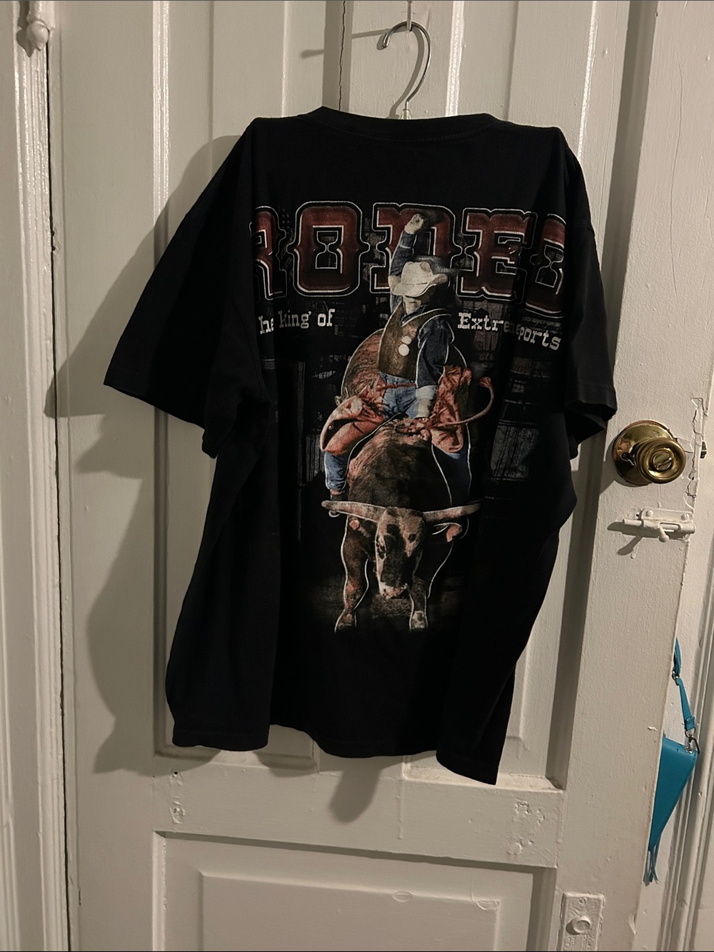 Black Rodeo Graphic Tee with Bull Rider